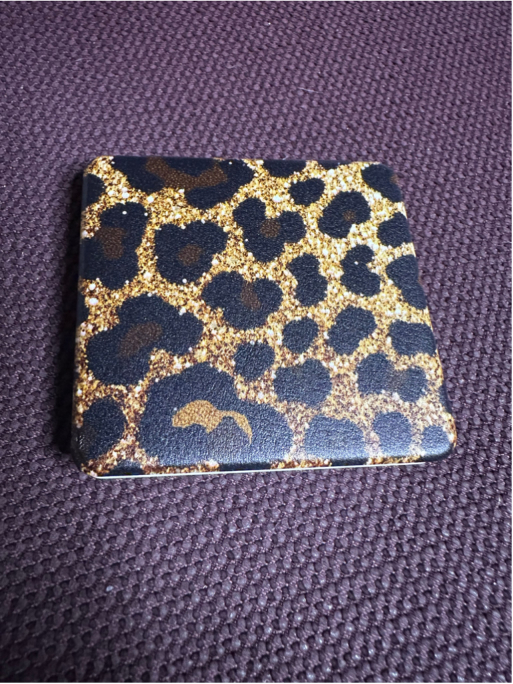 Black Gold Leopard Print Compact Mirror